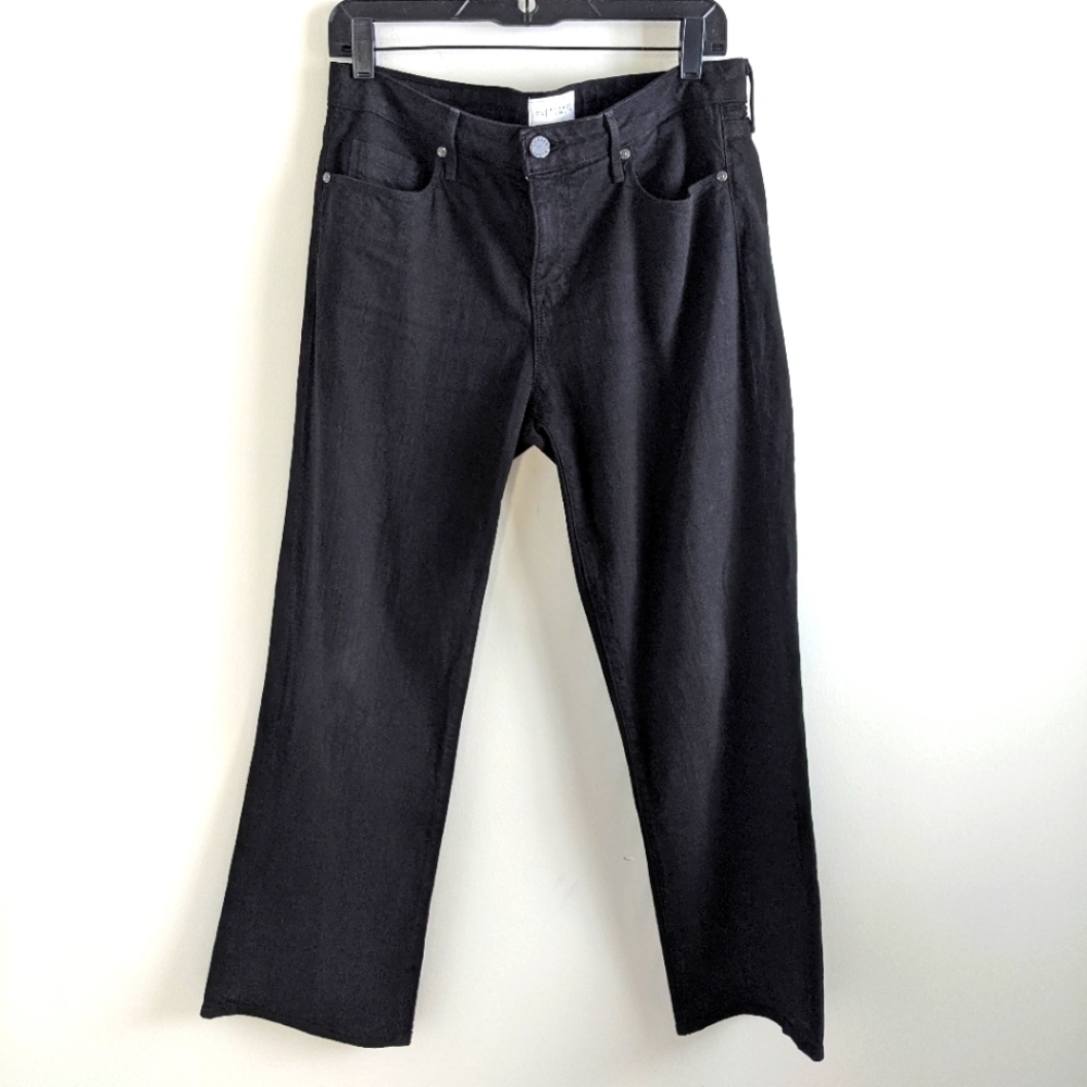 Parker Smith Bombshell Fit Cropped Slit Hem Black Jean 29 Straight Leg Capri